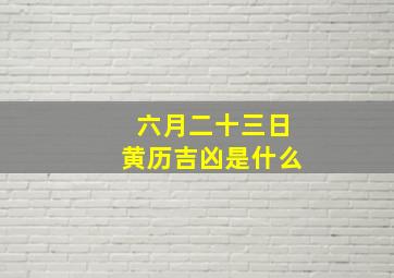 六月二十三日黄历吉凶是什么