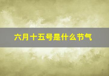 六月十五号是什么节气