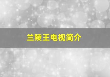 兰陵王电视简介