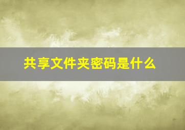 共享文件夹密码是什么