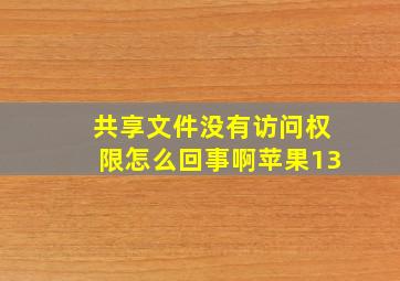 共享文件没有访问权限怎么回事啊苹果13