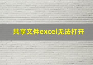 共享文件excel无法打开