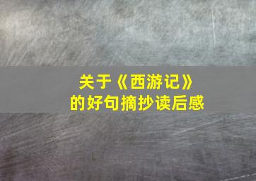 关于《西游记》的好句摘抄读后感