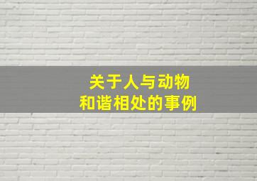 关于人与动物和谐相处的事例