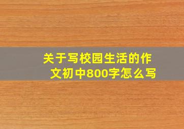 关于写校园生活的作文初中800字怎么写