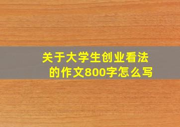 关于大学生创业看法的作文800字怎么写