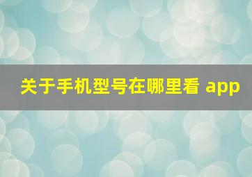 关于手机型号在哪里看 app