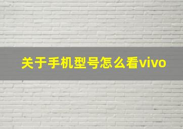 关于手机型号怎么看vivo