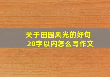 关于田园风光的好句20字以内怎么写作文