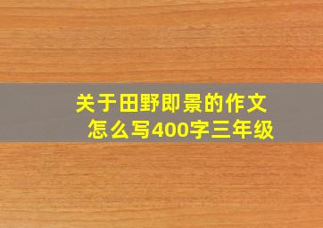 关于田野即景的作文怎么写400字三年级