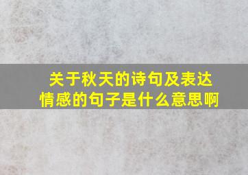 关于秋天的诗句及表达情感的句子是什么意思啊