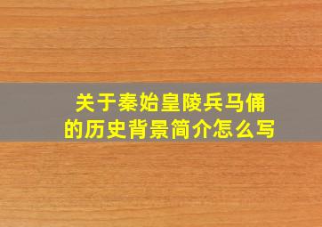 关于秦始皇陵兵马俑的历史背景简介怎么写