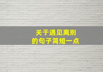 关于遇见离别的句子简短一点