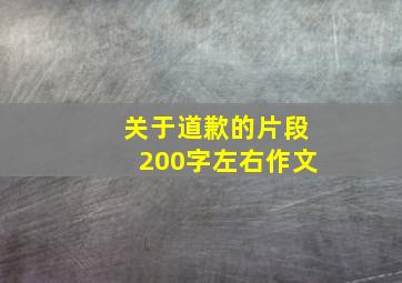 关于道歉的片段200字左右作文