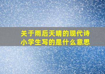 关于雨后天晴的现代诗小学生写的是什么意思