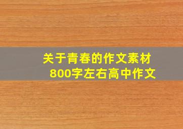 关于青春的作文素材800字左右高中作文