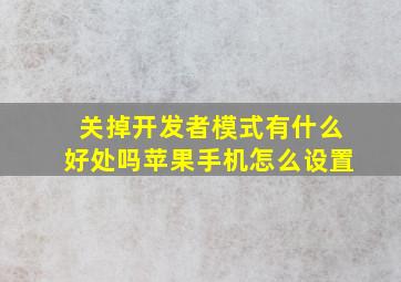 关掉开发者模式有什么好处吗苹果手机怎么设置