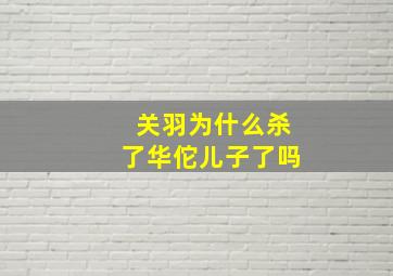 关羽为什么杀了华佗儿子了吗