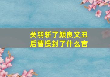 关羽斩了颜良文丑后曹操封了什么官