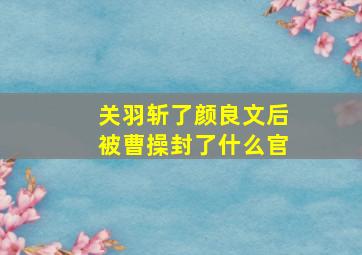 关羽斩了颜良文后被曹操封了什么官