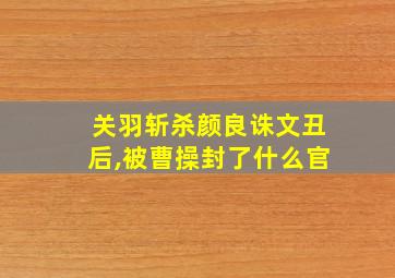 关羽斩杀颜良诛文丑后,被曹操封了什么官