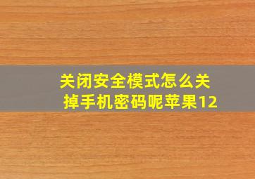 关闭安全模式怎么关掉手机密码呢苹果12