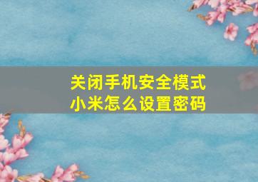 关闭手机安全模式小米怎么设置密码