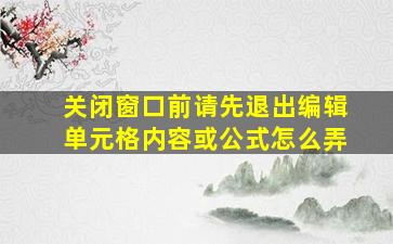 关闭窗口前请先退出编辑单元格内容或公式怎么弄