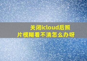 关闭icloud后照片模糊看不清怎么办呀