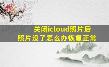 关闭icloud照片后照片没了怎么办恢复正常