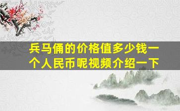 兵马俑的价格值多少钱一个人民币呢视频介绍一下