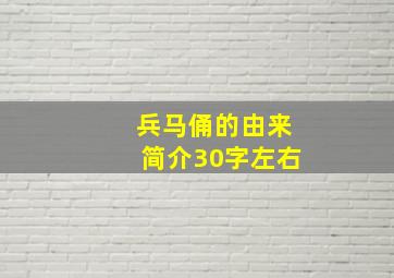 兵马俑的由来简介30字左右