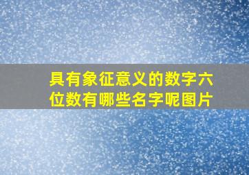 具有象征意义的数字六位数有哪些名字呢图片