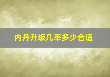 内丹升级几率多少合适