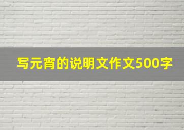 写元宵的说明文作文500字