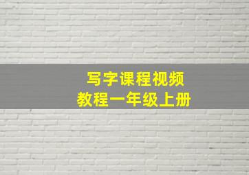 写字课程视频教程一年级上册