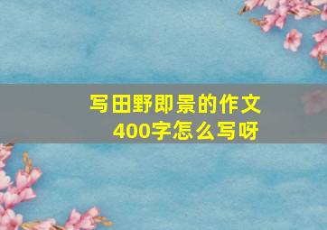 写田野即景的作文400字怎么写呀