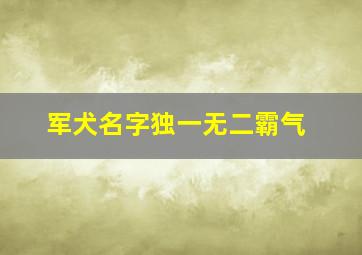 军犬名字独一无二霸气