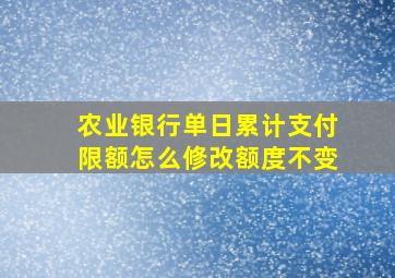 农业银行单日累计支付限额怎么修改额度不变