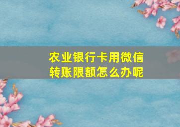 农业银行卡用微信转账限额怎么办呢