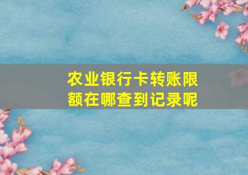 农业银行卡转账限额在哪查到记录呢