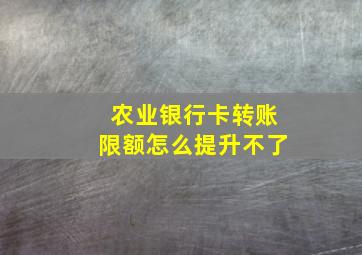 农业银行卡转账限额怎么提升不了