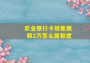 农业银行卡转账限额2万怎么提额度