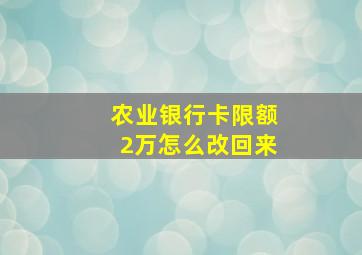 农业银行卡限额2万怎么改回来