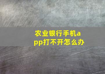 农业银行手机app打不开怎么办