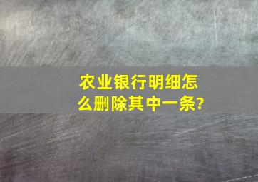 农业银行明细怎么删除其中一条?