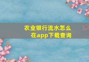 农业银行流水怎么在app下载查询