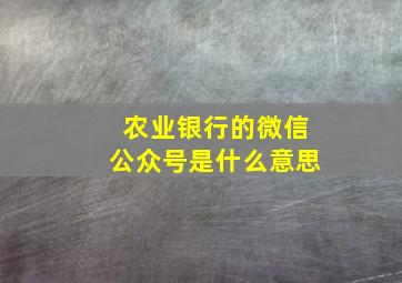 农业银行的微信公众号是什么意思