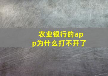 农业银行的app为什么打不开了