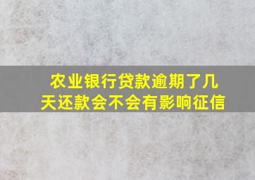 农业银行贷款逾期了几天还款会不会有影响征信